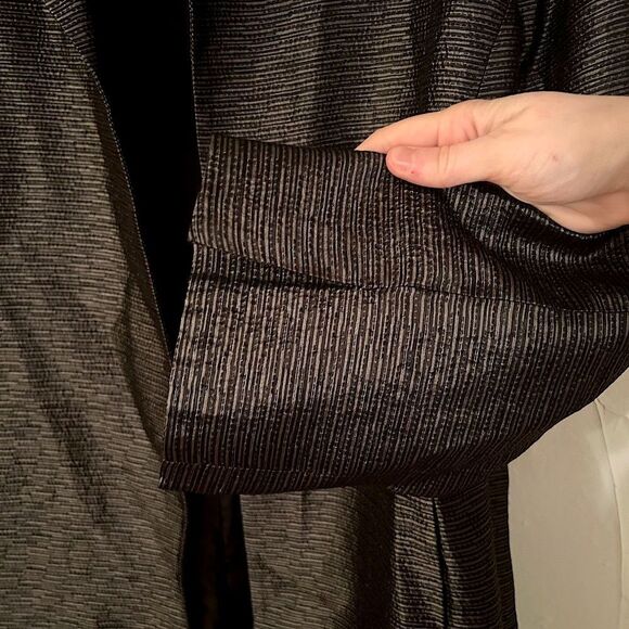 Eileen Fisher Women’s Size Large Metallic Silk Lined Open Face Cardigan Coat - Picture 9 of 12